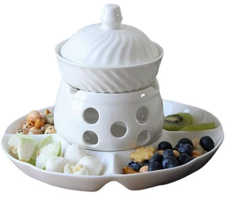 Chocolate Fondue Mug Set Separable Mini Candle Fondue Pot Chocolate Cheese Ice Cream Fondue Melter Cup with Lid
