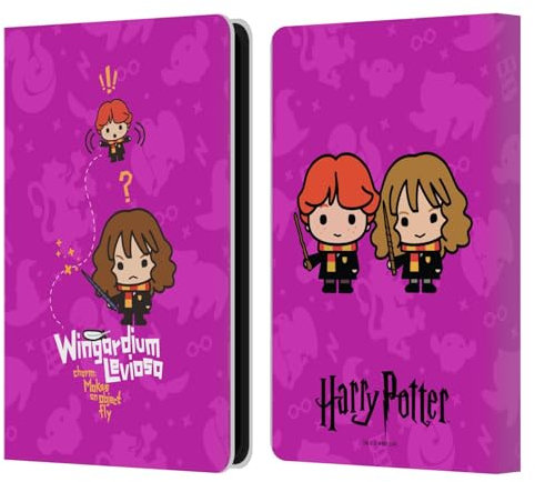 Head Case Designs Offizielle Harry Potter Hermione Ron Zauber Deathly Hallows I Leder-Wallet-Hülle Kompatibel mit Kindle Paperwhite 5 (2021)