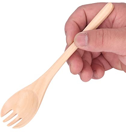 Salad Fork, Wooden Spork Salad Servers for Ice Cream Scoops and Fruit, Desserts, Pasta, 17cm