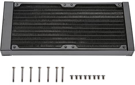 Intercambiador de Calor para PC, Enfriador Refrigeración por Agua Cobre Radiador Torre Disipador Aluminio 12Tubos CPU Sistemas Disipación del Rosca G1/4 Separador Refrigerador computadora Tubo(240mm)