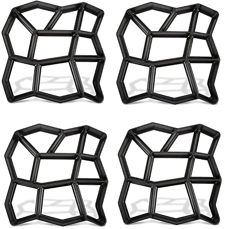 UISEBRT DIY Betonform Schalungsform Schwarz Pflasterform Betonpflaster BetonPflasterform Betonblock Gießform für Gehwegen, Garten, Rasenbahnen (4 Stück)
