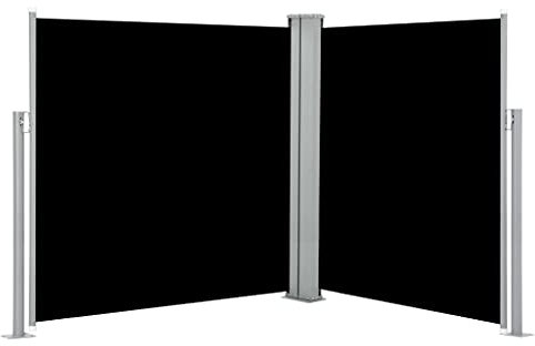 MOONAIRY Ausziehbare Seitenmarkise, Sichtschutz Terrasse, Windschutz Terrasse, Terrassen-sichtschutz, Trennwand Balkon, Markise Seitenwand, Schwarz 140 x 600 cm