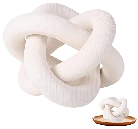 Holzknoten Dekoration, Holzkette Glieder Dekor, Dekorative Kette Knoten Handgeschnitzt Kiefer Boho Holz Kette Dekor für Couchtische, Bücher, Tabletts, handgeschnitzte Kette für Wohnzimmer, Büro, Café