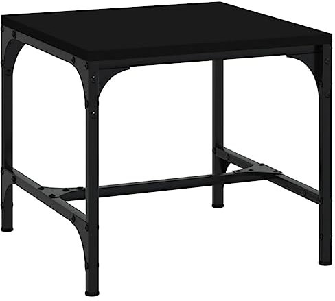 vidaXL Beistelltisch, Couchtisch mit viel Stauraum, Wohnzimmertisch mit verstellbaren Beinen, Sofatisch Telefontisch Tisch Stahlrahmen, Schwarz Holzwerkstoff