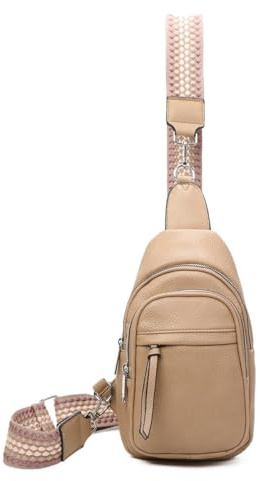 ITALYSHOP24 OBC Damen Bodybag Sling Tasche Rucksack Gürteltasche Crossbag Crossover Schultertasche Crossbody Brusttasche Umhängetasche Rosa