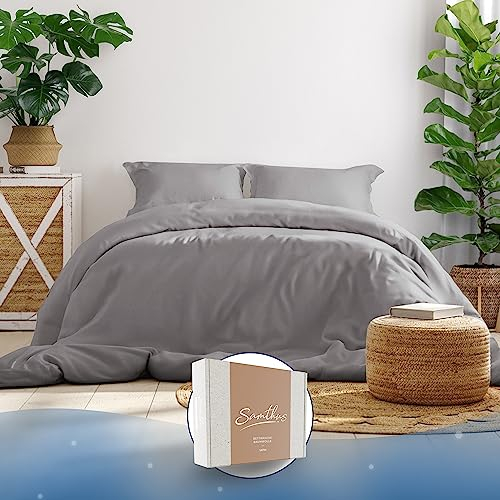 Samthus Bettwäsche 135x200 Baumwolle Satin - Oeko-Tex Made In Green - Himmlisch weicher Schlaf - Bettwäsche-Set mit 1x Bettbezug 135x200 + 1x Kissenbezug 80x80 - Duvet Cover - Grau