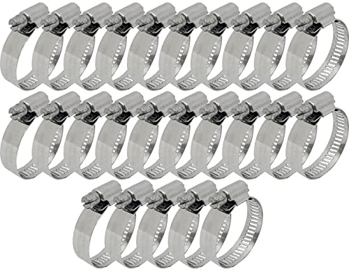 Lumonic 25x 21-44mm Collier de serrage en acier inoxydable V2A 201 I Collier de serrage réglable à visser I Pour tuyaux flexibles Lave-linge Voiture Auto Maison Jardin