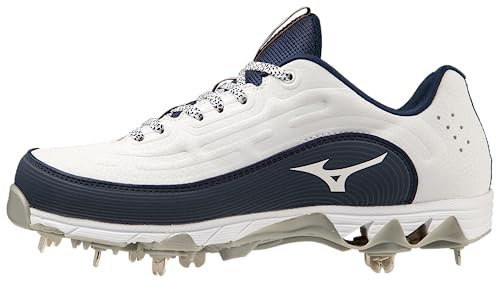 Mizuno Dam 9-Spike Swift 8 Low Metal Softball-Cleat, Vit – marin, 11