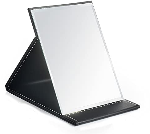 JARAGAR Spiegel, PU-Leder Portable Folding Schminkspiegel Kosmetikspiegell mit Verstellbarem Ständer für Reisen Tischplatte 7X10 Zoll