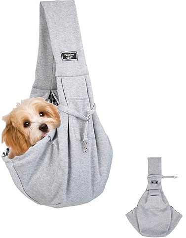 Hundetasche, Tragetasche Hund, Hunde Tragetasche, Hundetragetasche Welpen, Wendbarer Transporttasche für 7.5 kg für Spaziergang Aktivitäten im Freien und Ausflüge (Grau)