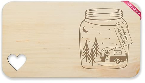 Shirtracer Frühstücksbrettchen Holz Herz - Frühstücksbrett - Making Memories - Geschenk Camping Wohnanhänger Wohnmobil Geschenkideen - 22,5x12,5 - Holz - wohnwagen camper für wohnmobilfans campen
