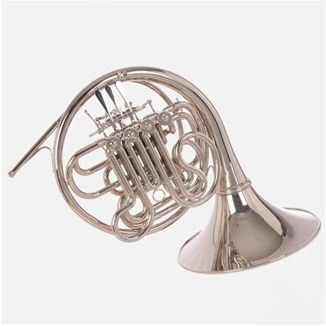Vernickeltes Waldhorninstrument Mit Vier Tasten In B/F-Ton, Mundstück Und Koffer Waldhorn-Set