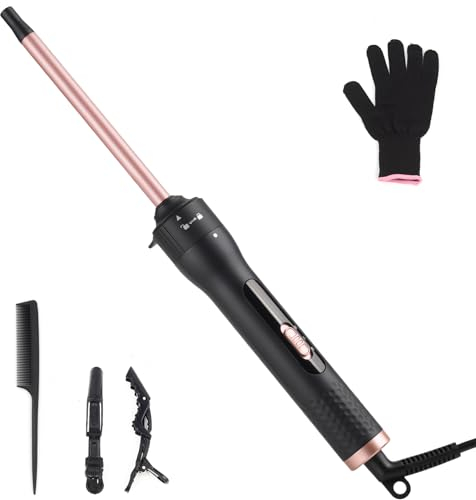 Curling Wand 13mm Professional Ceramic Hair Curling Iron for Short to Long Hair Styler Curler, Rapid Heating, with Glove, Dual Voltage