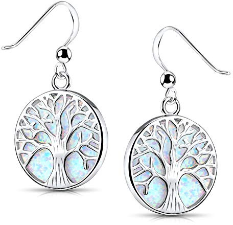 Materia Baum des Lebens Ohrringe Silber 925 rund Damen SO-405-Weiß