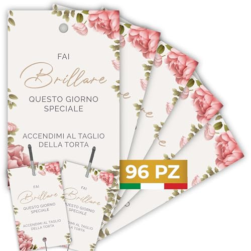 Etichette Scintille Luminose Matrimonio 96pz MADE IN ITALY (ES-04) | Cartellini Stelline Scintillanti, Cartoncino Alta Qualità, Decorazioni Addobbi Matrimonio Originali, Scintille NON Incluse