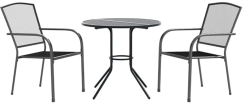 vidaXL Sedie da Cucina Impilabili 3 pz Antracite in Acciaio Verniciato, Set di sedie da Esterno, sedie da Esterno, Set di sedie da Esterno