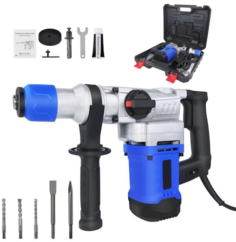 SDS Electric Hammer Drill | 230V Max Breaker | 4500RPM Demolition Tool | 3 Function and Adjustable Soft Grip Handle | 25J Concrete Breaker | 2.2m Cable with Plug | Heavy Duty Rotary Hammer