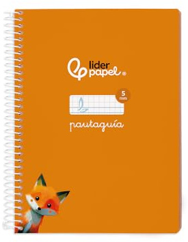 Liderpapel Spiralheft, DIN A5, weißer Einband, 40 H, 75 g, kariert, 5 mm, Orange