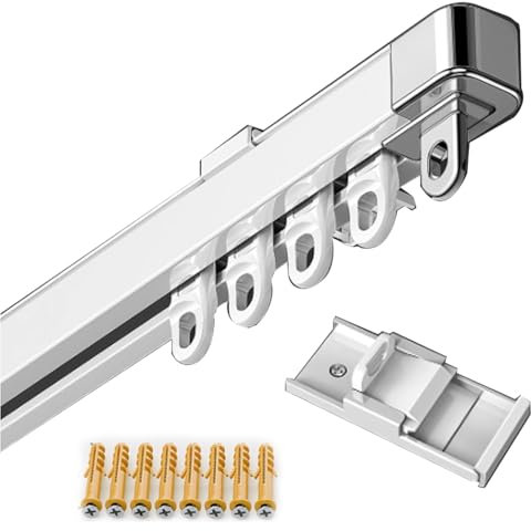Deckenvorhangschiene Einziehbare Vorhangschiene Aluminium Gardinen Schienensystem Deckenbefestigung Gardinenschiene Komplettset Mit Zubehör Einfach Zu Montieren Leise Rutschfest((2.65-3.9) m)