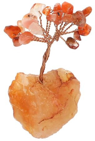 Levemolo Natürlicher Kristall-geldbaum Mit Handgefertigten Roten Achat-edelsteinen Dekoratives Desktop-Ornament Aus Metall Und Kristall Feng Shui Büro-deko Für Glück Und Reichtum