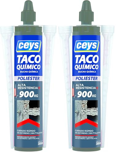 Ceys - Taco quimico resina poliester - Alta resistencia +900 Kg - Endurecimiento rápido - 300 ml (Paquete de 2)