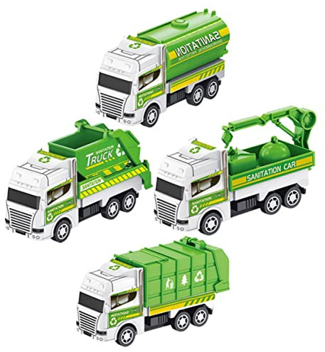 BESTonZON 4 Stück Müllwagen-Spielzeug für Kleinkinder interaktives Spielzeug Kinder Müllwagen Spielzeug Spielzeuglastwagen Müllwagen mit Reibungskraft Sanitär-LKW-Automodell