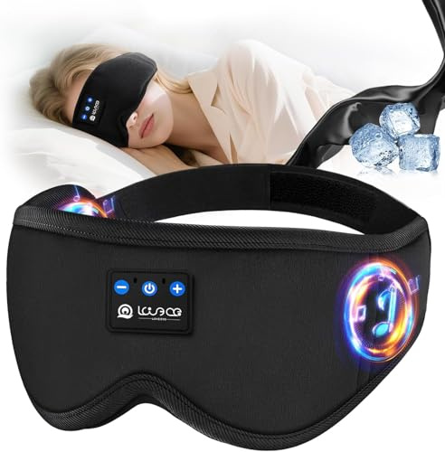 LOVE EYE Bluetooth Schlafmaske für Seitenschläfer, ultraflache Kopfhörer | Premium Ice-Silk-Stoff | Hochwertiger Klang | Waschbar | Atmungsaktiver Komfort | 16 Std. Akkulaufzeit | Seidig-weich