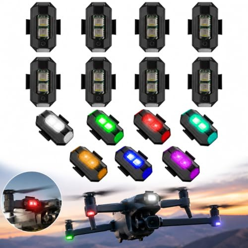 LED Strobe Drone Light,Rechargable Flash Led Lamp Light for DJI Mini 4 Pro, Avata 2,Mini 4k,Air 3, Mavic 3 and All RC Drones Accessory(8PCS)