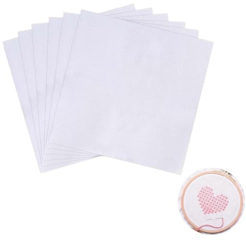 QEXUJOW Tela Aida per cucito, tessuto per ricamo a punto croce, 6 pezzi da 20 x 20 cm, cotone bianco, tinta unita, resistente all'usura