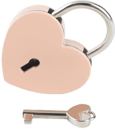Heart Shape Metal Lock, Colorful Metal Mini Padlock with Key for Jewelry Box Storage Box Diary Book 2.32 X 1.77in (Pink)