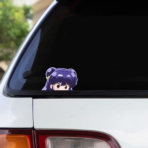 Pure Print Cut Ranma ½ Shampoo Peeker – Anime Fanart Sticker – UV-Beständig & Wasserfest – 2 Stück 12x7,6 cm – Für Auto, Laptop & Otaku Deko