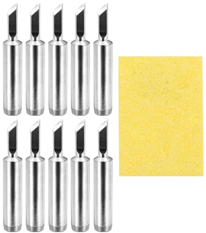 sourcing map Pack of 10 900M Solder Tips Internally Heated Soldering Tips with Cleaning Sponge Pad Replacement Welding Accessories Kit for Electrical Solder Station Tip (900M-T-SK)