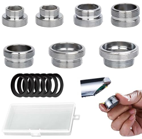 7 Aireador Grifo Lavabo Adaptador, FORMVERSITY Adaptador Grifo Cocina Manguera, Adaptador Grifo Ducha Jardín Roscado, Adaptador Manguera Grifo, Adecuado para Grifos, Aireadores, Filtros de Agua