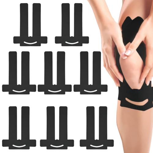 8 Pezzi Kinesio Taping Ginocchio, Nastro Kinesiologico Ginocchio,Nastro Kinesiologico Pretagliato Per Legamenti, Rotula, Menisco, Sostegno Muscolare, Articolazioni, Sport, Fitness, Ciclismo, Nero
