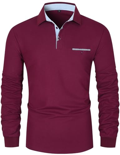 VMSUCIJ Poloshirt Herren Langarm Baumwolle Casual Slim Fit Giraffen Stickerei Männer Hemd T-Shirt Golf Sports Polohemd