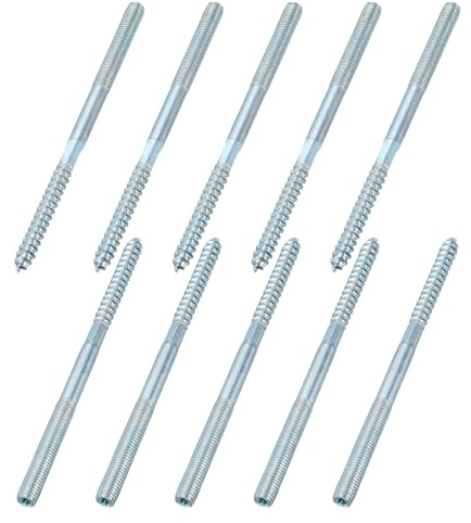 sourcing map M8 Hanger Bolts, 5.51(140mm) Length Double Headed Hanger Bolts 0.31(8mm) Wood Dowel Screw Self-Tapping Threaded Rods Screw for Assembling Wood Furniture Joint, Pack of 10