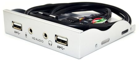 Glayent Potente hub USB 2.0 a 2 porte in con jack per cuffie da 3,5 mm e audio HD, adatto per floppy bay 3,5 PC