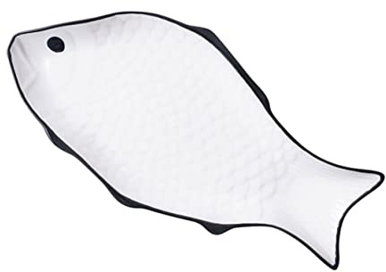 LOLIPPYY Ceramic Steamed Fish Dish Smooth Surface and Easy to Clean Fish-Shaped Design, Microwave Safe Fish Serving Plate for Hotel and Home Use