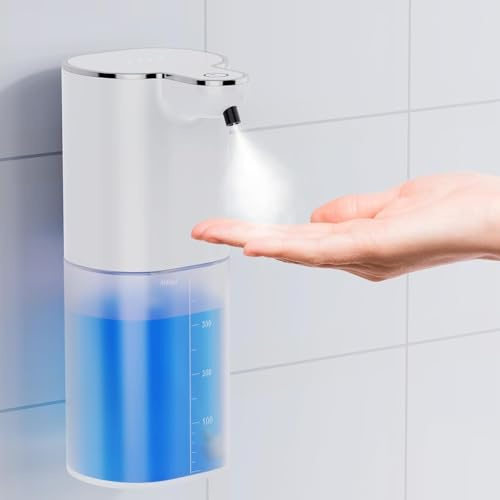 Dispensador de desinfectante de 500 ml, dispensador de Pared Que no Requiere taladrar, Recargable por USB, Apto para baños, aseos, cocinas y oficinas