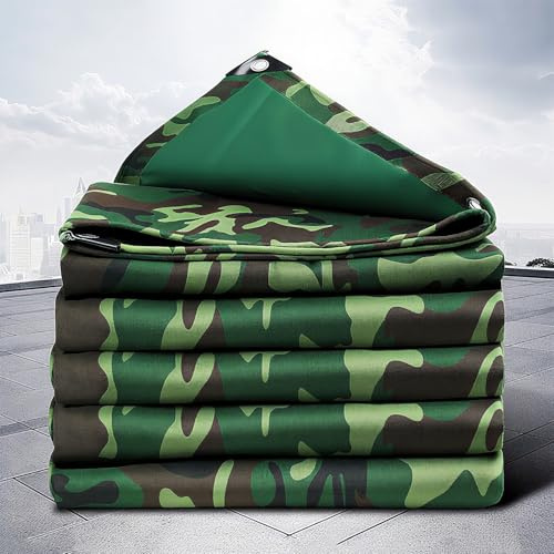 Camouflage Tarpaulin Waterproof With Grommets 2m 2.5m 3.0m 3.5m 4.0m 4.5m 5m 5.5m 6m 6.5m Heavy Duty Canvas Tarp for Camping Roofs Patios Pools Boats(2.5x7.5m)
