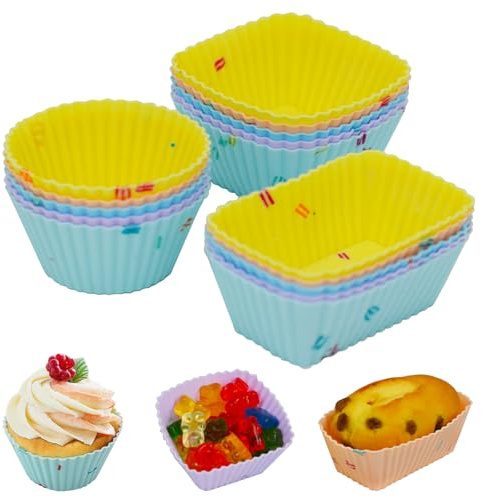 Mlying Wiederverwendbare Muffinformen Silikon 15 Stück Klein Silikonformen für Muffins Cupcake Brotbackform Kuchen, Antihaft mini Muffinförmchen Kuchenform (15pcs)