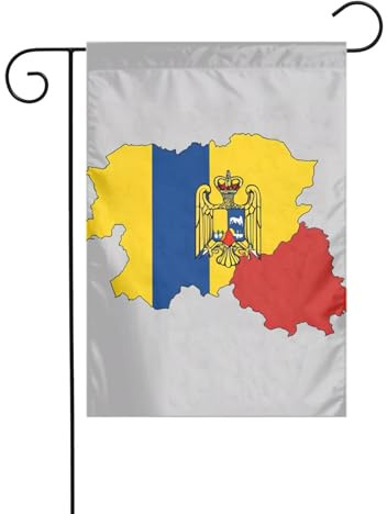 Bandera de Rumania Map01 - Bandera impresa para patio, banderas de invierno al aire libre y pancarta de patio para porche, césped, jardín, decoraciones de Navidad