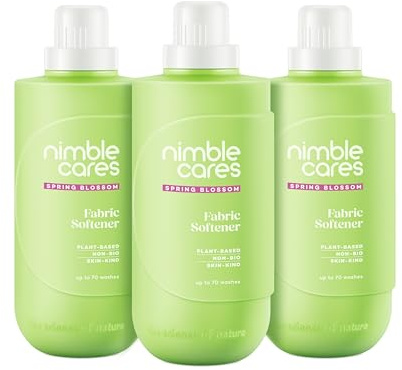 nimble cares Fabric Softener - Non Bio, Plant Based for Sensitive Skin (1l (Pack of 3), Spring Blossom)