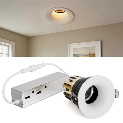 SCON 10W Trimless Adjustable LED Recessed Spotlight 8-Pack, 5CCT 2700K-6000K Dimmable Round Recessed Downlight with Junction Box, Rotatable LED Recessed Light for Living Room Bedroom Kitchen