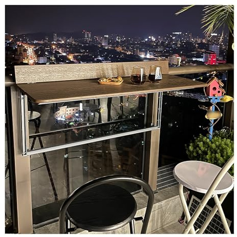 ZHENGQIAN Hängetisch for den Balkon,Klappbarer for,Wandklapptisch,Beistelltisch Klapptisch wetterfest,Perfekt for Ihre Terrasse, Geländer oder(L80*w37cm/L31.5*W14.6IN)