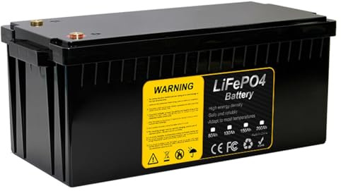 12 Volt LiFePO4 Battery 200Ah Lithium Iron Phosphate Rechargeable with Built-in BMS for Golf Cart EV RV Solar Energy Storage