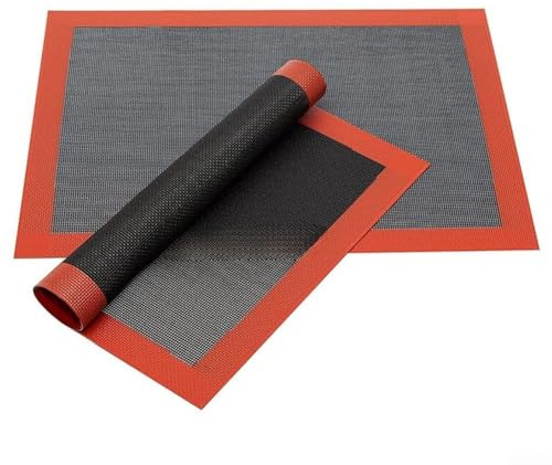 Alfombrilla de silicona de doble cara de grado alimenticio reutilizable para hornear hojas de macaron y producción de galletas (32 cm x 27 cm)