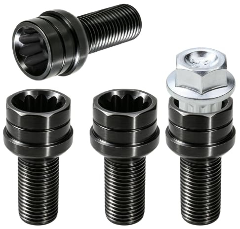 4 Boulons de Roue Antivol M14 x 1.5 mm Écrous de Roue Sécurisés en Acier | pour BMW Audi VW et Voitures Européennes Protection Antivol Acier Haute Résistance Noir (OE : 8D0601139F)