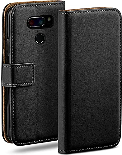 moex Book Case für LG V30 Handyhülle mit Kartenfach, Hülle klappbar 360 Grad Schutzhülle, Klapphülle Flip Case Cover, PU Leder Handytasche Lederhülle, Schwarz
