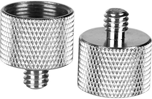 Mikrofon Ständer Schraub Adapter 1/4 Weiblich bis 3/8 Männlich Adapter Silber 1/4 3/8 Schraube Adapter, ChromLives 2 Stück Stativ Schraube für Kameramonitor auf Mikrofonstativ Mikrofonschraube